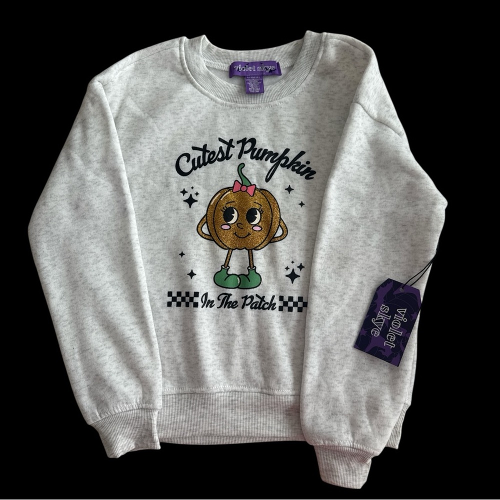NWT Violet Skye Cutest‎ Pumpkin Graphic Sweatshirt Kids L 10/12